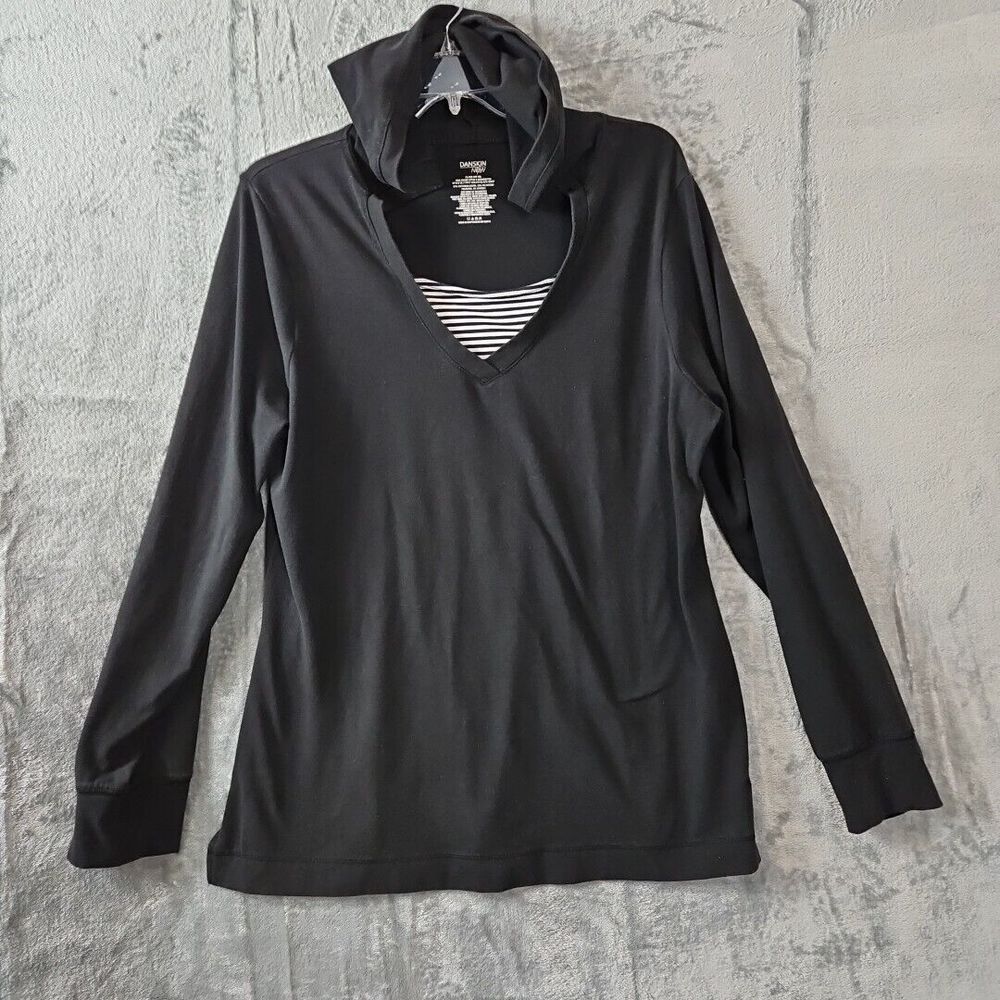 Danskin pullover hoodie top womens xl Black no drawstring